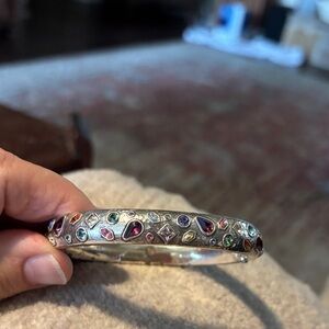 Brighton Multicolor Gemstone Silver Bangle with magnetized closure.